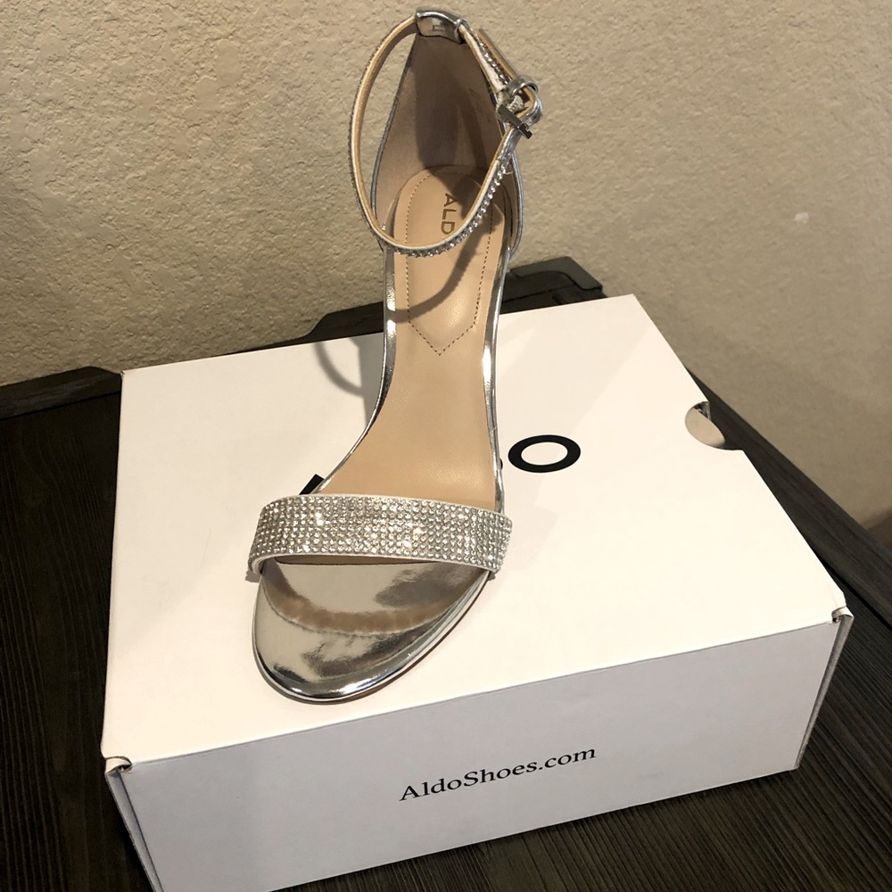 Silver and beaded heels